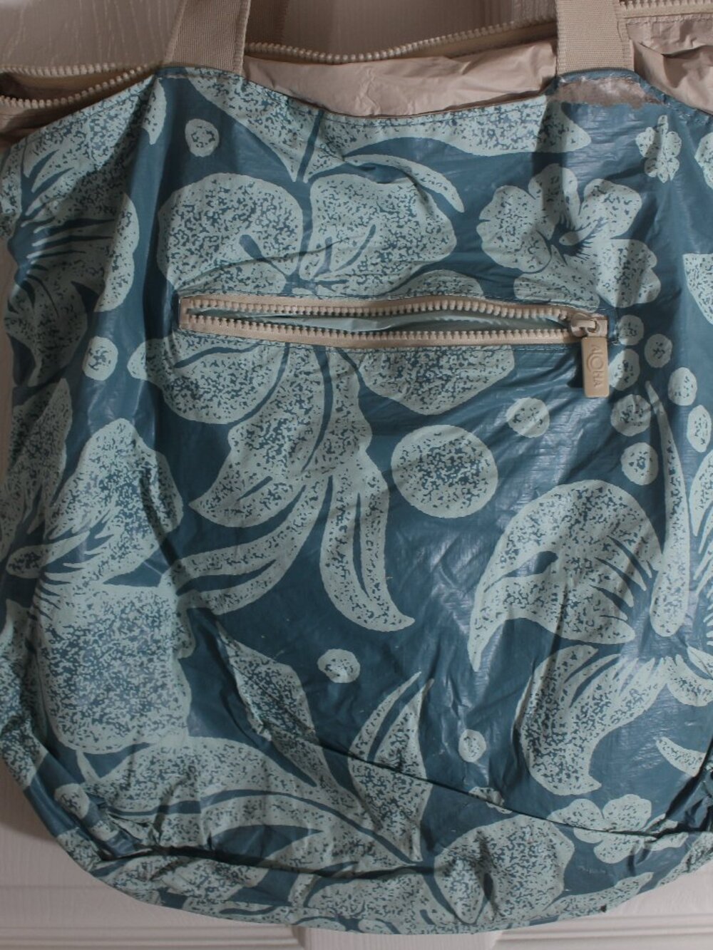 Lot of 2 ALOHA Collection Tote Bags Flawed As-Is Hibiscus Leaf Print Craft Repai